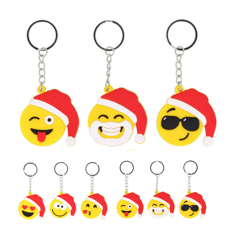 Emoji kerst sleutelhanger uitdeelcadeautje Smiley kerstmist sleutelhangers emoji traktatie cadeautje