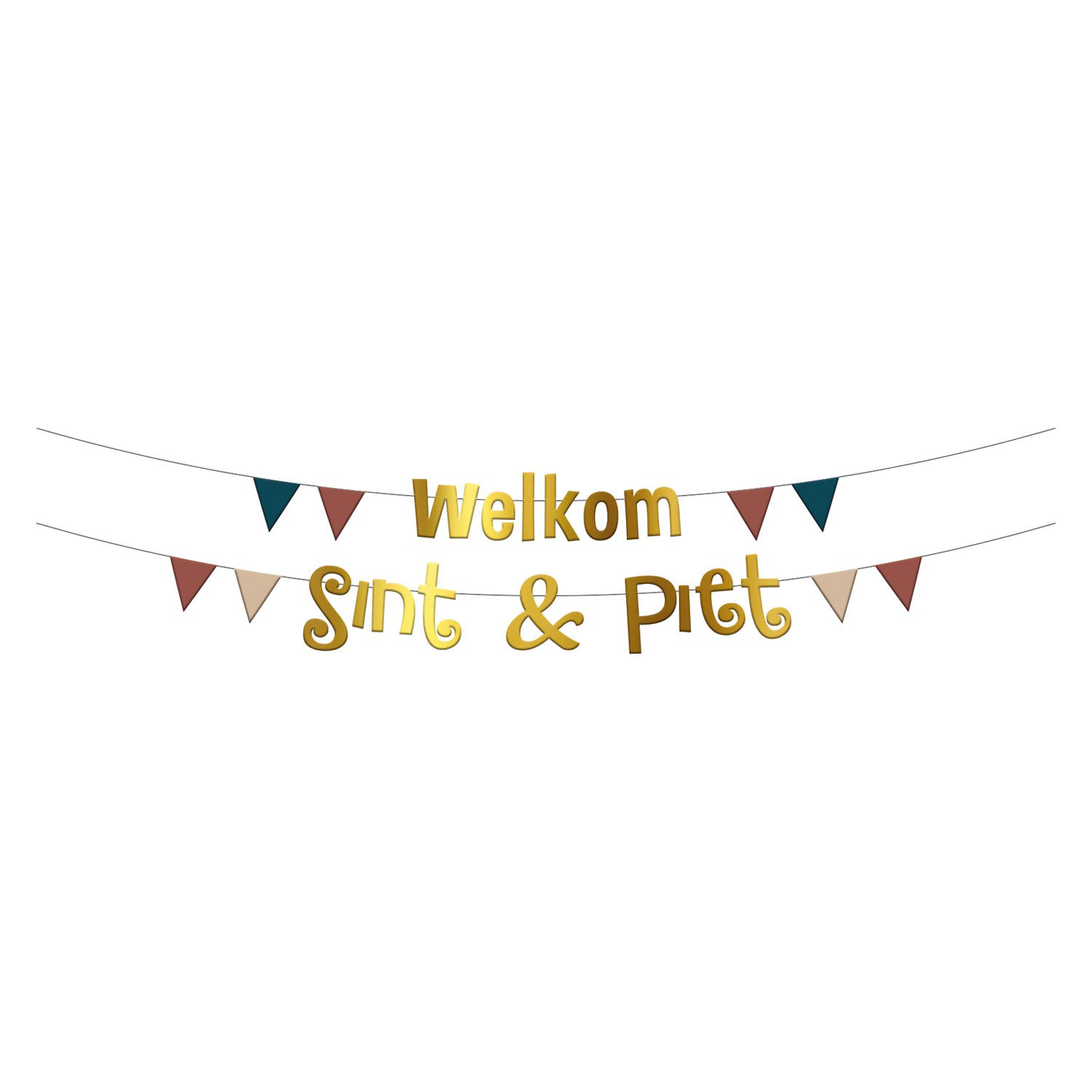 Gouden slinger welkom sint en piet vlaggenlijn sinterklaas Letter slinger welkom sint en piet 5 december feestversiering