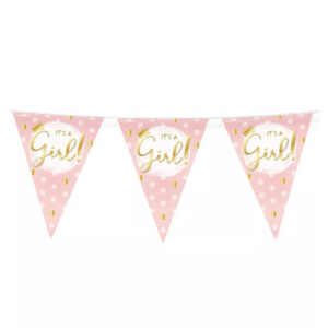 Meisjes geboorte vlaggenlijn roze it's a girl