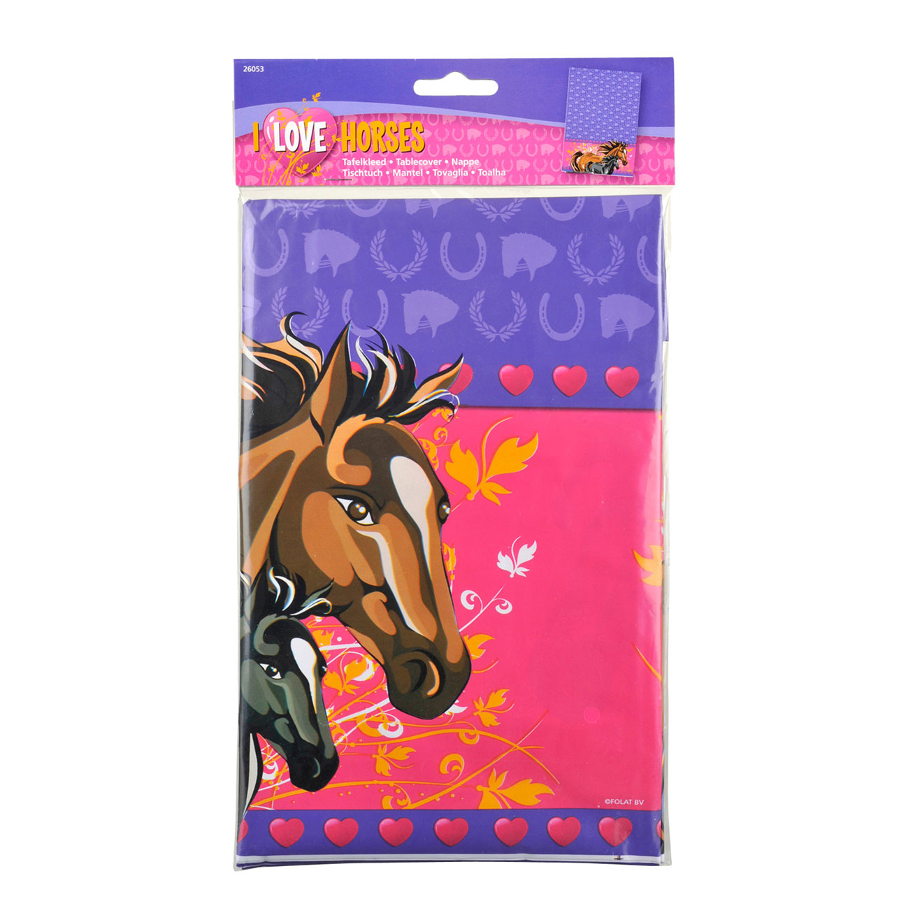 Tafelkleed paarden plastic Paarden tafelkleed kinderfeestje paars roze