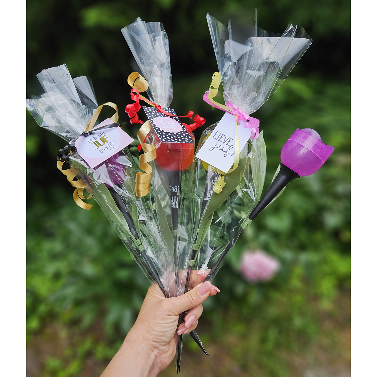 Bloemetje voor juf cadeautje solar lamp einde schooljaar Bedankt juf cadeautje tulp bloem lamp