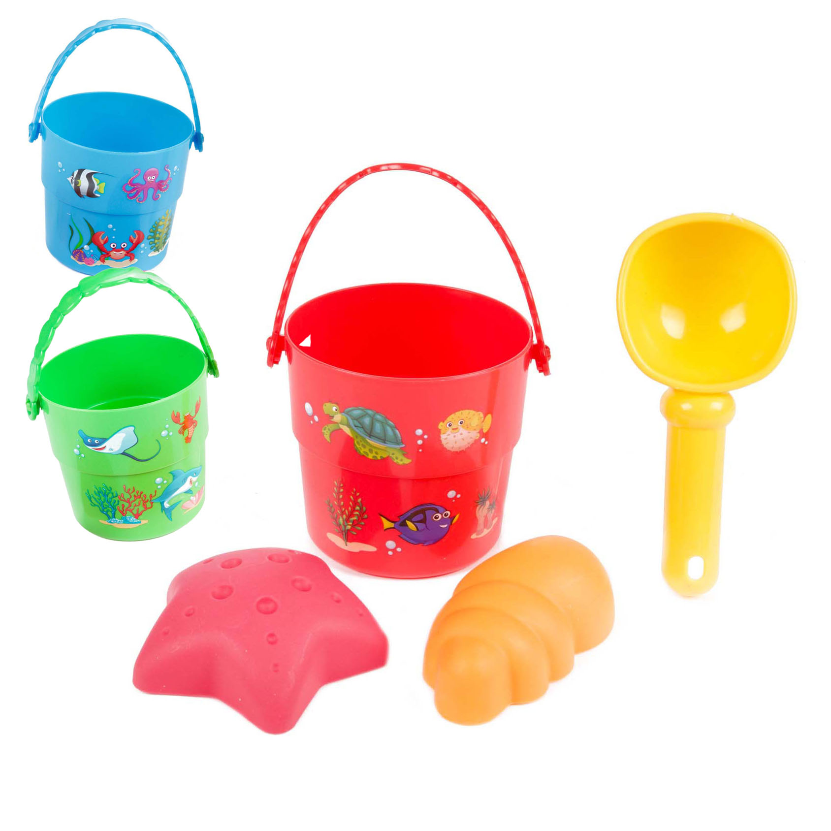 Mini strandsetje uitdeelcadeautjes emmertje schepje vormpjes